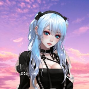 Gacha Life girl wearing a stylish Black outfit with Blue Hair Color, showcasing the latest trends in Gacha Club. Explore more with Gacha Heat, Gacha Nox, and download the Gacha Mod Apk. Don't miss out on the best Gacha Life Outfit ideas, only on Gacha Heat