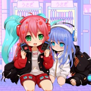 Portrait of a cute Gacha Life Two Cute girl wearing a stylish black and white outfit and pink and blue hair color, showcasing the latest trends in Gacha Club. Explore more with Gacha Heat, Gacha Nox, and download the Gacha Mod Apk. Don't miss out on the best Gacha Life Outfit ideas, only on Gacha Heat
